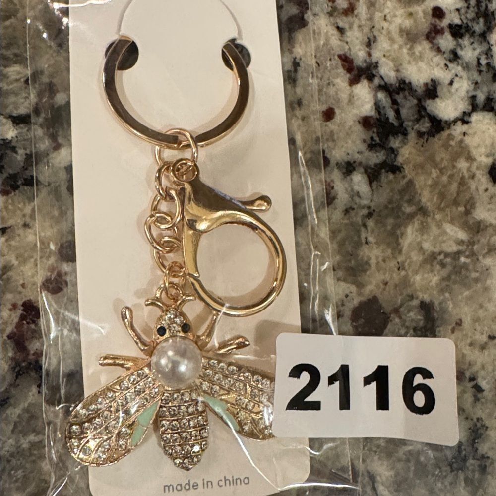 2116 Rhinestone, Bee Key Ring & Bag Charm